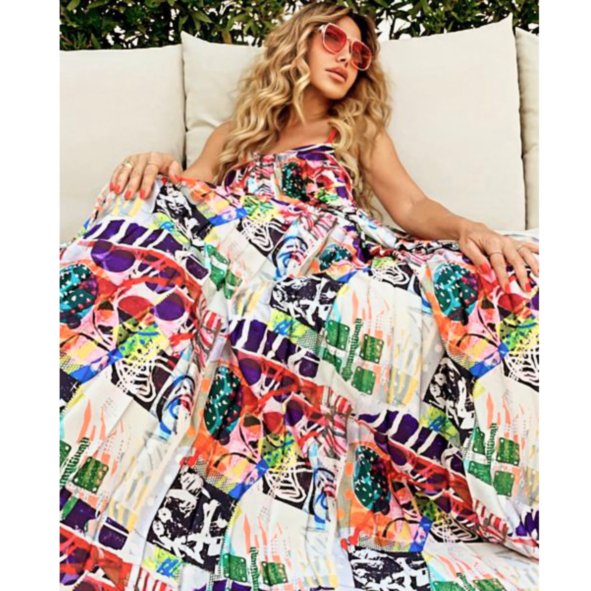 Abstract Slip Dress