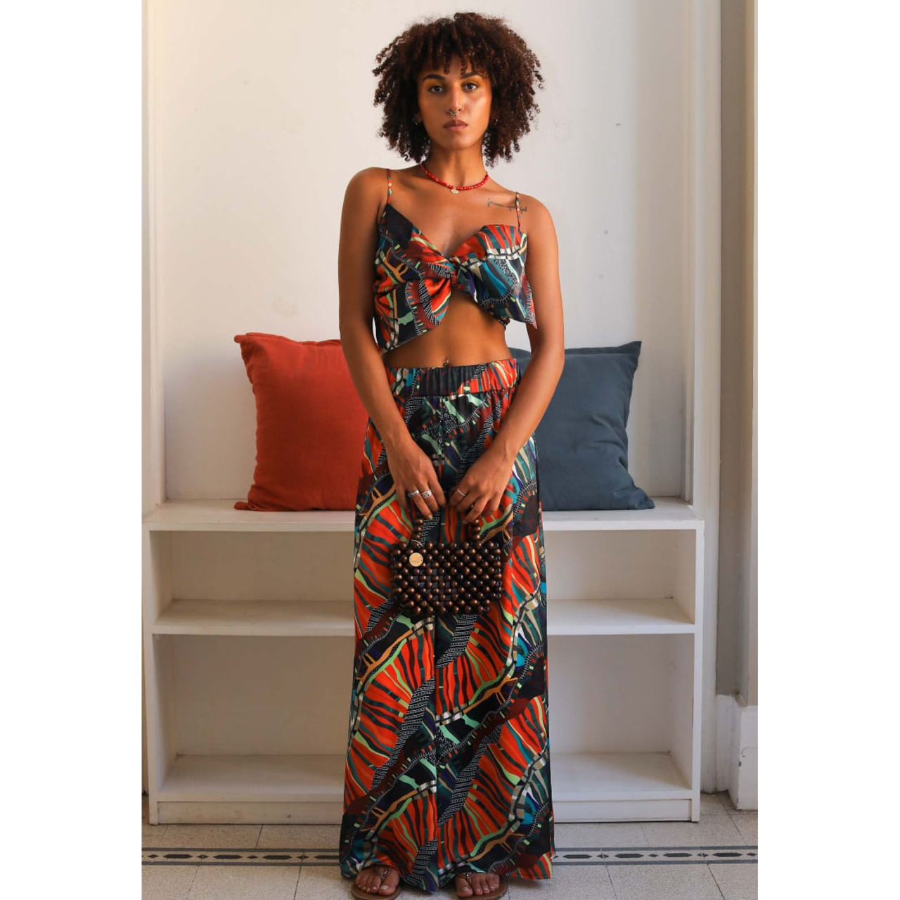 Abstract Beach Wide leg Pants