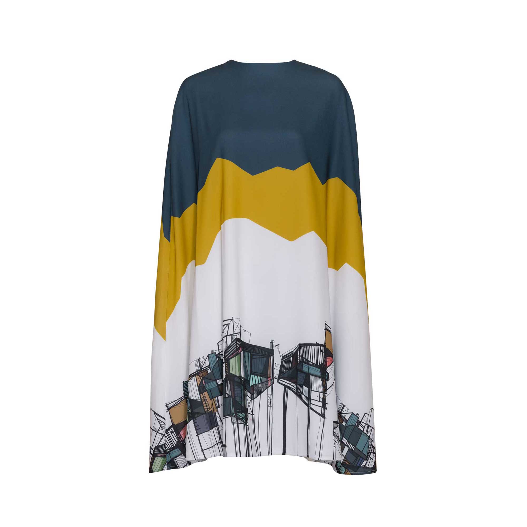 Printed Loose Cape Dress