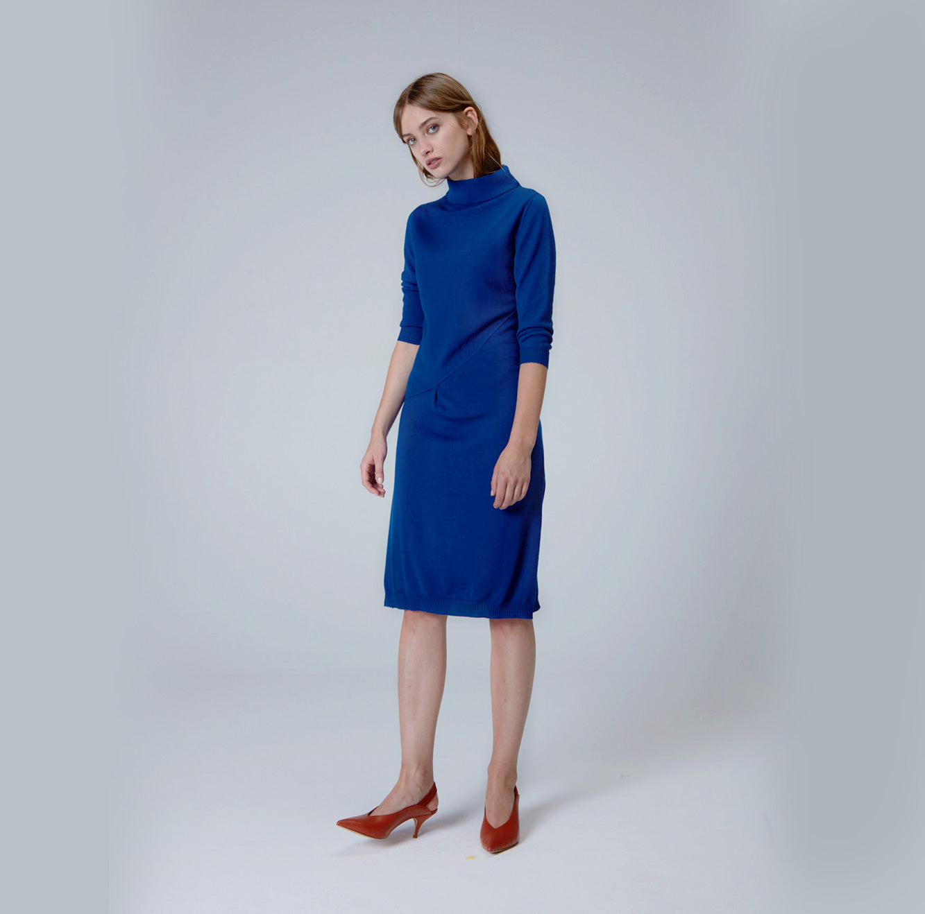 Navy Blue High Neck Dress