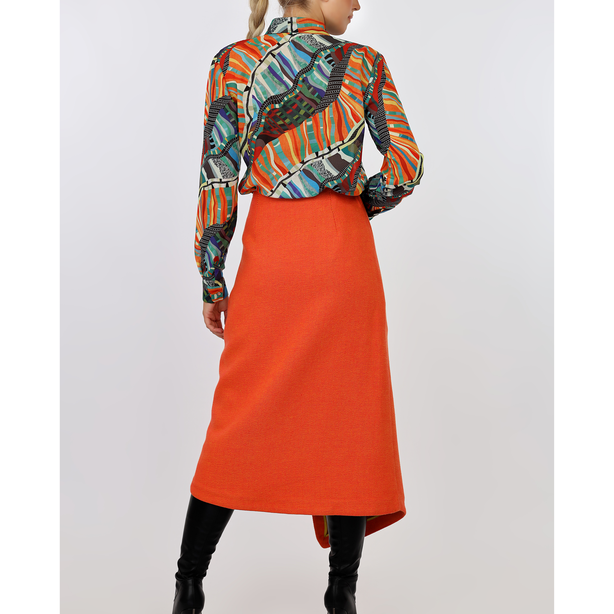 Asymmetrical Midi Wrap Skirt