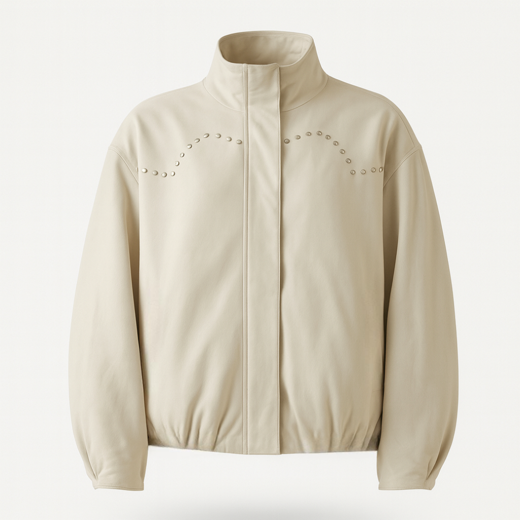 Le Cœur d’Ombre & Lumière Studded Faux Leather Jacket