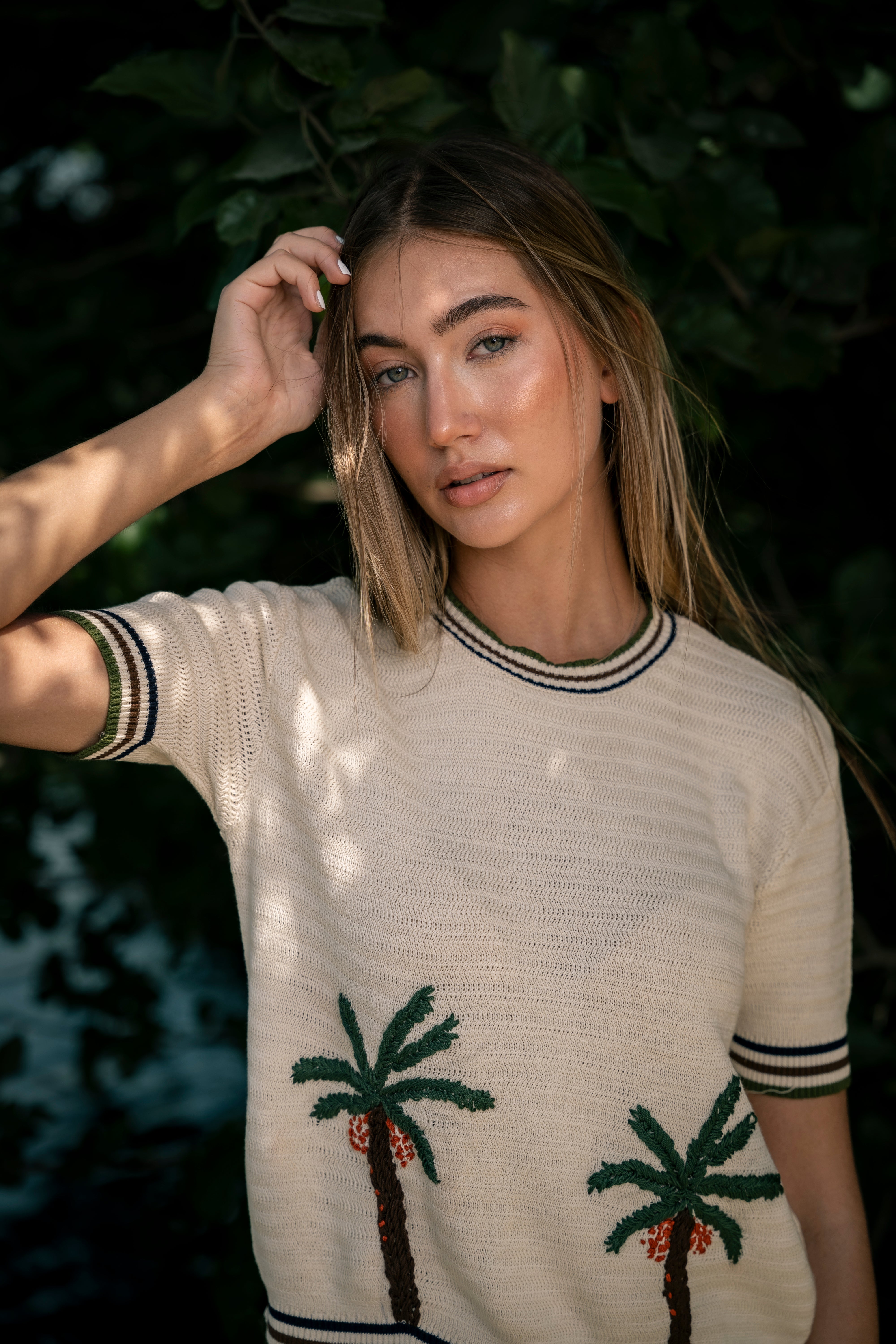 Hazy Palm Knit Top