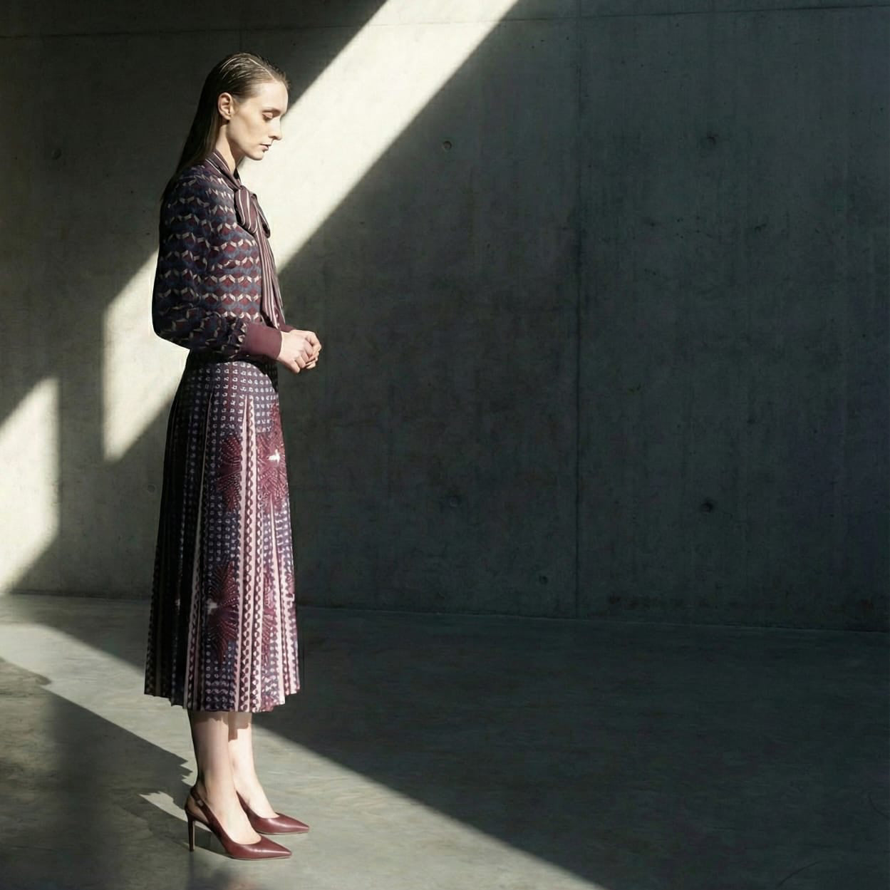 La Danse des Ombres Printed Pleated Dress