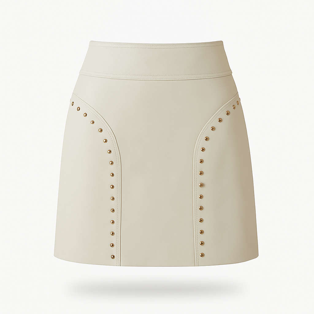 La Jupe Éclatante Studded Faux-Leather Skirt