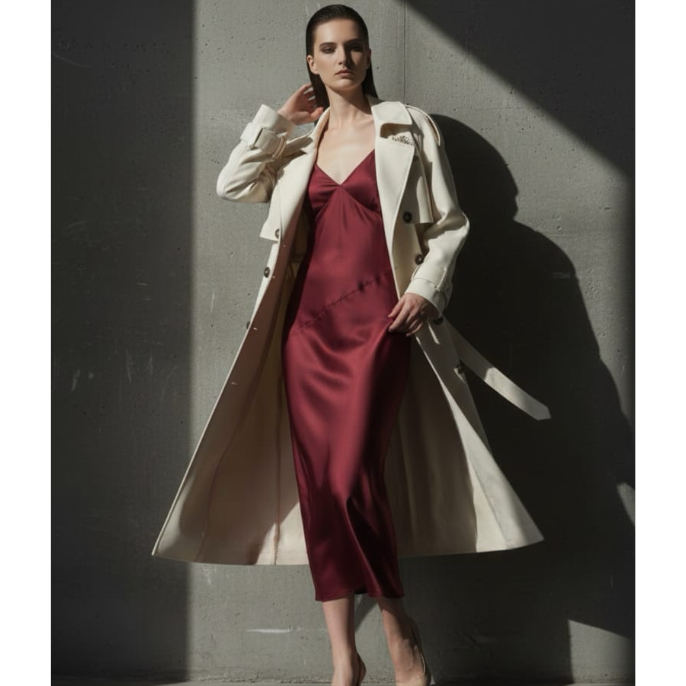 La Silhouette de Minuit Satin Slip Dress