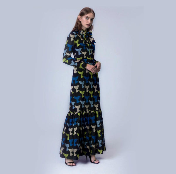 Multi-Colored Jacquard Maxi Dress