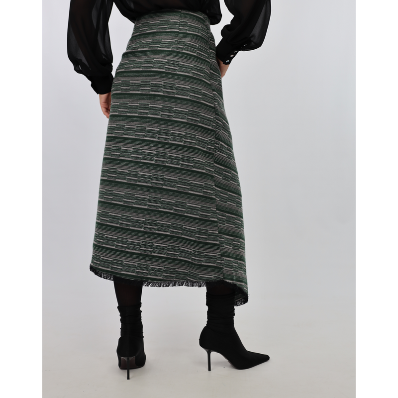 Asymmetrical Jacquard Wrap Skirt