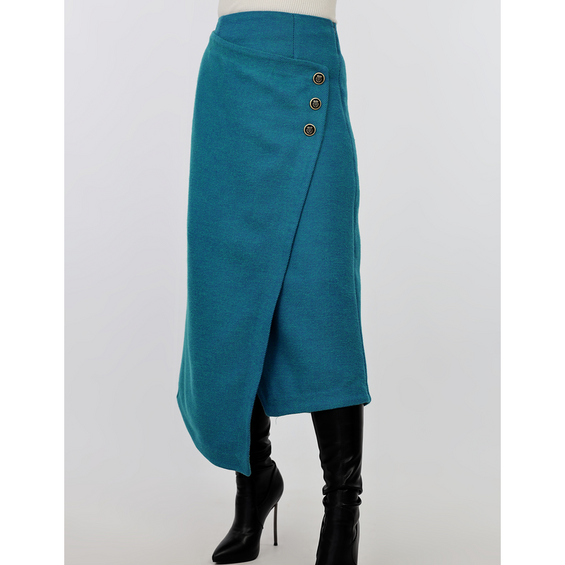 Asymmetrical Midi Wrap Skirt